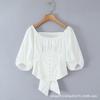 Venta al por mayor de Comercio Exterior Ropa de Mujer 2025 Verano Nuevo Estilo Camisa Tops Manga Abullonada Lazo