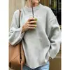 AliExpress eBay Suéter de Punto Holgado Versátil Nuevo para Primavera y Otoño de Mujer Manga Larga Moda Color Sólido Cuello Redondo Suéter Casual