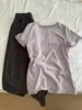 Camiseta de Algodão com Punho Dobrado e Gola Redonda de Floco de Neve para Mulheres, Camisa Básica Casual Simples de Verão, Top Justo de Manga Curta para Uso Diário e como Peça de Roupa por Cima