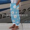 Ropa de mujer transfronteriza 2022 Amazon europea y americana verano nuevo pequeño fresco estampado retro recto pantalones casuales de mujer