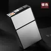 Estojo de cigarros com carregamento USB e isqueiro embutido, à prova de vento, comporta 20 cigarros, tampa articulada, resistente à pressão, à prova de umidade, plástico, estojo de cigarros masculino