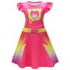 Nuevo Vestido Transfronterizo para Niñas Disfraz de Equipo de Combate de Gatos Vestido con Mangas Volantes para Niñas + Bolso 2688