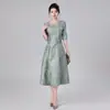 Vestido Casual para Fiesta 2026 Verano Comercio Exterior AliExpress Color Sólido Estilo Vintage Simple Suministro desde Almacén en el Extranjero