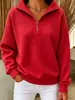 Bestseller de Otoño Europeo y Americano 2026: Sudadera de Mujer Cómoda Holgada de Punto Waffle Color Sólido Cuello Alto Cremallera Manga Larga Patchwork