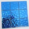 Mosaico metálico de acero inoxidable con patrón de cubo de agua plateado de nueve rejillas, azulejo autoadhesivo, pared de fondo con patrón de onda de agua, espejo de pared, adhesivo de pared