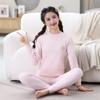 2025 Ropa de Casa de Color Sólido para Niños y Niñas Ropa de Otoño y Pantalones de Otoño Ropa Interior Básica Suave de Terciopelo para Jóvenes Conjunto de Algodón a Rayas
