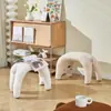 Banqueta para Cambiar Zapatos con Temática de Gatos para Entrada de Casa, Taburete Pequeño para Recibidor, Taburete tipo Puff para Vestíbulo, Taburete de Tocador Estilo Crema