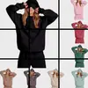 Moletom Casual Soltinho Feminino Europeu e Americano Outono e Inverno Novo Versátil Casual Simples Cor Lisa Máscara para Olhos Moletom de Manga Longa