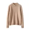 Top Térmico de Punto de Cachemira Baicai Rong para Mujer, Suéter de Punto Trenzado de Cuello Semi Alto, Patrón Retorcido Holgado, Grueso, Casual, Cálido