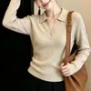 Nuevo top de punto para mujer de otoño, corte slim, con cuello, diseño de alta gama y tacto sofisticado