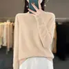 Suéter de punto estilo francés con cuello alto medio y adornos de pedrería, para mujer, otoño e invierno, suave y cálido, de manga larga, capa base, elegante jersey para llevar debajo