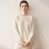 Suéter de Tricô Liso com Bolso Diagonal de Camada Dupla, Suéter Grosso, Camada Base, Suéter Espesso de Cashmere, Gola Redonda Feminina, Estilo Solto e Preguiçoso