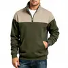 2026 Venta Caliente Transfronteriza Americana Otoño/Invierno Sudadera con Capucha Simple Jacquard Bloque de Color Holgada para Hombre con Forro de Felpa y Cremallera Cuello Alto