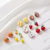 Fruta Banhada Pendurada Romã Laranja Laranja Durian Maçã Morango Abacaxi Maçã Abacaxi Limão Pingente de Colar DIY