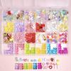24 Cajas Dopamina Color Arcoíris Joyería para Uñas de Arte de Dibujos Animados Multicolor Blanco Combinación Accesorios DIY Material Hecho a Mano Caja