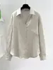 Camisa de lino para mujer, diseño de otoño, camisa blanca, chaqueta top casual suelta de manga larga de longitud media para verano