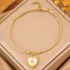Pulseras de Acero Inoxidable Transfronterizas Europeas y Americanas, Pulseras para Mujer con Combinación de Corazón, Estrella de Cinco Puntas y Chile, Regalo para Mejor Amiga, Pulsera Chapada en Oro