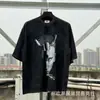 Camiseta de Manga Corta Holgada para Parejas de Ancianos Lavada Pesada con Estampado de Retratos Hip Hop Rap Estilo Americano Vintage Tendencia