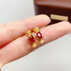 Aretes de Rubí Natural Transfronterizos para Mujer, Accesorios de Nicho de Alta Gama, Joyería de Plata 925, Joyería de Lujo 4*6, Ventas Directas de Fábrica