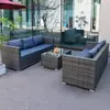 Sofá de Ratán para Exteriores, Impermeable, Protección Solar, Ocio, Silla Doble de Ratán de Hierro Forjado, Juego de Muebles para Exteriores, Balcón, Aire Libre