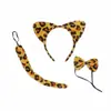 Diadema de dibujos animados para actuación de exposición tocado banda para el pelo fiesta baile conjunto de tres piezas orejas de gato pajarita cola