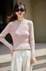 Camiseta de manga longa de algodão puro transfronteiriça para mulheres, primavera e outono, blusa base versátil de corte justo, top feminino simples e elegante, fabricante atacadista
