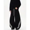 Pantalones Jogger Rayados de Pierna Ancha Talla Grande 150 kg Unisex Otoño/Invierno 2026 Delgados de Cintura Alta Corte Relajado