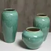 Cerâmica Jingdezhen Verde Luz Luxo Alto Padrão Vaso Retro Novo Estilo Chinês Hotel Quarto Modelo Simples Arranjo de Flores Ornamento