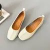 Zapatos de mujer de estilo coreano, cuadrados, poco profundos, sin cordones, retro y modernos, de suela plana, cómodos, de cuero suave, tipo "abuela", para ir al trabajo