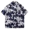 Camisa Floral Retrô Estilo Hong Kong 2025 Manga Curta Design Tailandês Estilo Havaiano Senso de Design Tendência Bonita Solta Moda para Homens e Mulheres