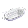 Tazón de Frutas de Plástico Hueco de Doble Capa Cesta para Lavar Verduras de Cocina Cesta de Almacenamiento Engrosada Juego de Coladores