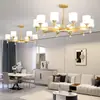 Iluminación protectora de espectro completo, araña de cristal grande y lujosa para sala de estar y comedor, elegante luz de techo inteligente, jade de cristal