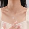 Collar de plata de ley S999 con doble mariposa colgante y cuentas de diamantes, diseño de nicho, cadena de clavícula ligera, de lujo, a la moda, cadena de cuello de plata que combina con todo.
