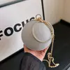 Bolsa Pequena Redonda Esférica, Nova Moda Porta-Moedas Brilhante com Strass, Bolsa de Festa Fashionável em Formato de Anel, Bolsa de Mão com Corrente Transversal