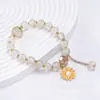 Novo Pulseira de Cristal com Contas Flor de Explosão Coreana e Japonesa Feminina Girassol Estudante DIY Pulseira Margarida Fio de Mão ins Atacado