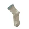 Calcetines para Mujer para Primavera y Otoño, Transpirables, Estilo Coreano, Versátiles, Sin Costuras, Bloques de Color, Calcetines de Media Pantorrilla, Calcetines de Media Pantorrilla Calados, Calcetines Caídos, Calcetines de Algodón Zhuji