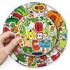 50 pegatinas originales dibujadas a mano de mercado de verduras, comida de dibujos animados divertida e infantil, pegatinas decorativas impermeables para tazas de té de leche