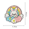 Patches bordados de animais fofos com tema de cura arco-íris: urso, baleia, pinguim, coelho, patches de desenho animado termocolantes para roupas infantis
