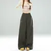 Pantalones de traje retro estilo americano, corte holgado, cintura alta, pierna ancha, pantalones casuales para mujer, pantalones de pierna recta para otoño, pantalones versátiles de largo completo