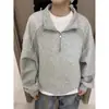 Sudadera Retro Americana con Media Cremallera y Cuello Alto para Hombre y Mujer, Primavera/Otoño Holgada Versátil Casual para Parejas