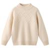Suéter Grosso para Bebês Meninos e Meninas 100% Lã Pura Gola Alta Meia Suéter Tricotado Outono e Inverno Novo Jacquard Xadrez Diamante