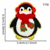 Patch bordado de toalha com borda dourada de Natal, decoração festiva de boneco de neve e rena para roupas e bolsas, patch termocolante, patch bordado à máquina