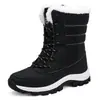 Zapatos nuevos de invierno de caña alta con acolchado de algodón para mujer, cálidos, forrados de lana larga y polar, botas de nieve para mujer, zapatos de exterior de talla grande