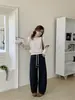 Pantalones de Pierna Estrecha y Ancha Otoño/Invierno 2025 Pantalones Largos de Seda y Lana Color Sólido Pierna Recta Deportivos Suaves Elásticos Pantalones de Chándal para Mujer