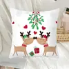 Fronha de Almofada de Linho Transfronteiriça Ultra Macia Estampa de Boneco de Neve de Natal Pinheiro Cena de Neve 45*45 Impressão Macia