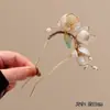 Grampo de Cabelo em Forma de U Flor de Magnólia, Grampo Envolto em Flor, Novo Grampo de Cabelo Estilo Chinês para Cheongsam, Grampo para Coque, Acessório de Cabelo