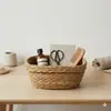 Cesta de Paja Hecha a Mano Cesta de Almacenamiento Organizador de Escritorio de Cocina Cesta de Almacenamiento para Snacks y Artículos Varios del Hogar Cesta para Frutas