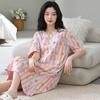 Pijama de algodón Xinjiachun camisón verano estilo coreano vestido de manga corta algodón linda chica estudiante ropa de casa larga