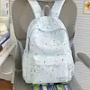 Mochila francesa minimalista con estampado de estrellas brumosas y letras, para niñas, escuela, trabajo, viajes, bolso versátil de doble hombro