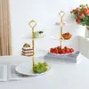 Plato de Fruta de Plástico Europeo Fiesta de Cumpleaños Escandinava Plato de Postre de Tres Niveles Fiesta Plato de Fruta Multicapa Mesa de Postres Base para Pasteles
